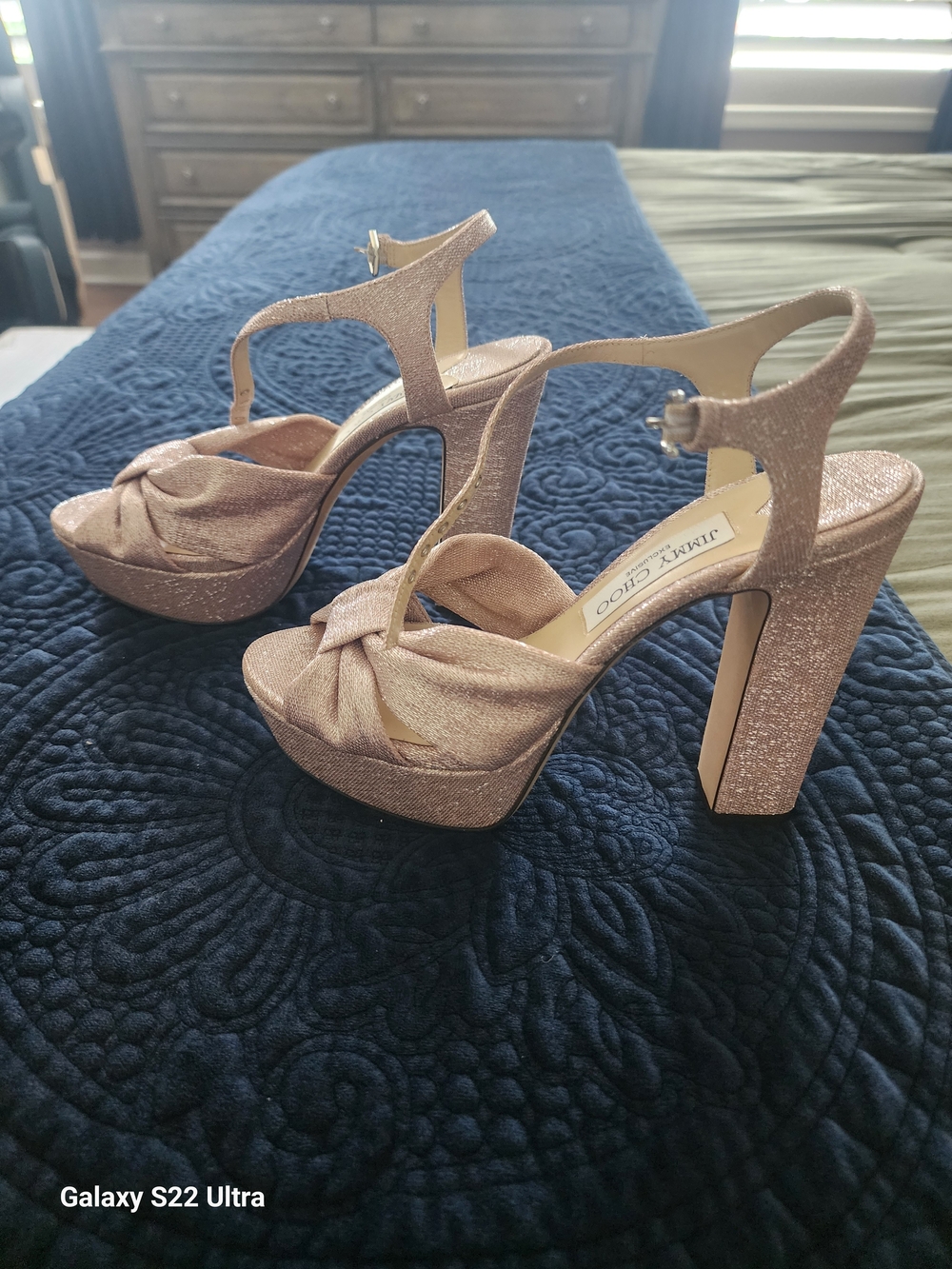 Jimmy Choo Rose Gold Bow Slingback Heels - Picture 3 of 5